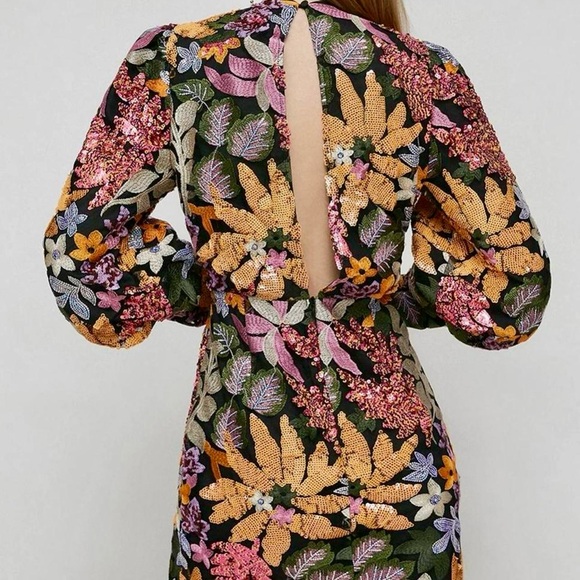 Floral Multicolor Dress sequin open back - Picture 2 of 5